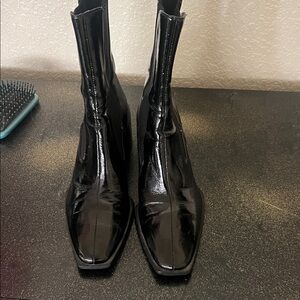 Zara Black Stretch Block Heel Ankle Boots